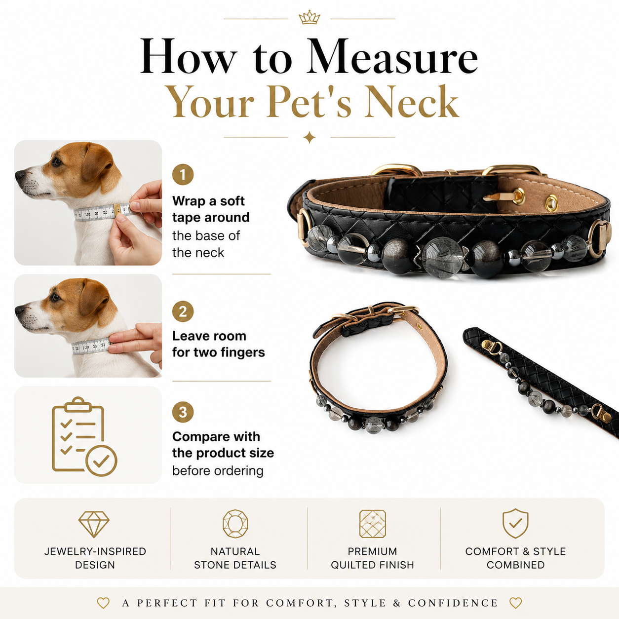 Noir Eclipse Gemstone Dog Collar