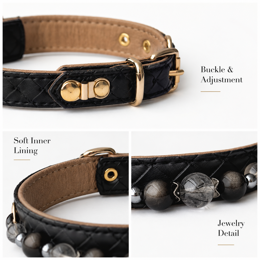 Noir Eclipse Gemstone Dog Collar