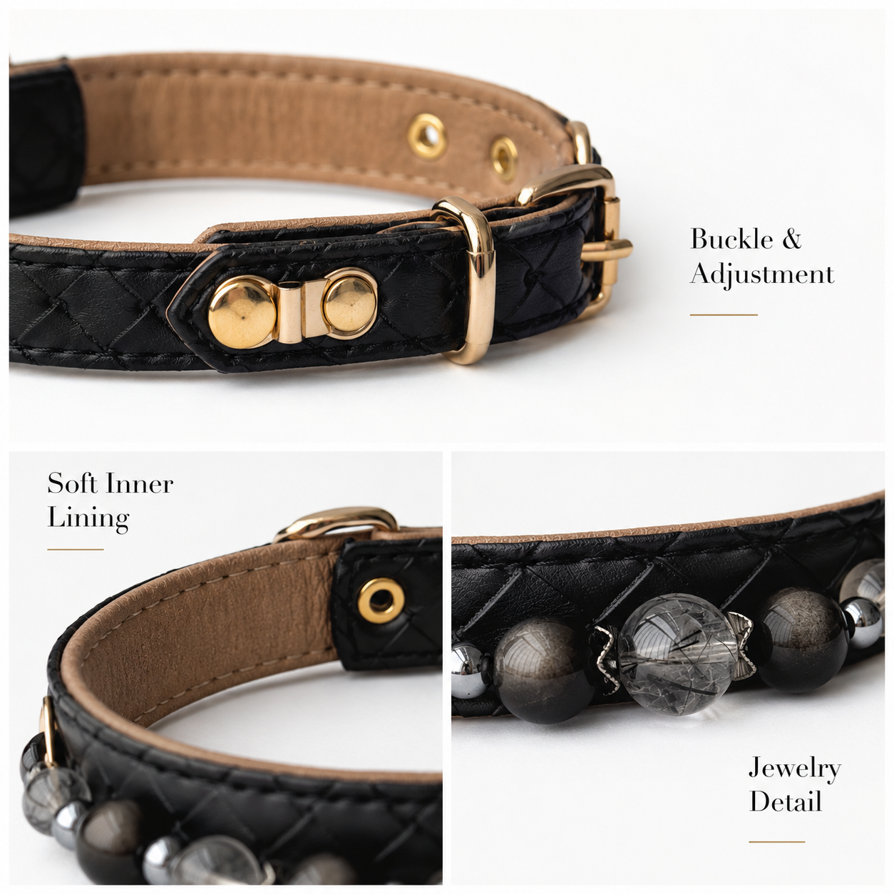 Noir Eclipse Gemstone Dog Collar