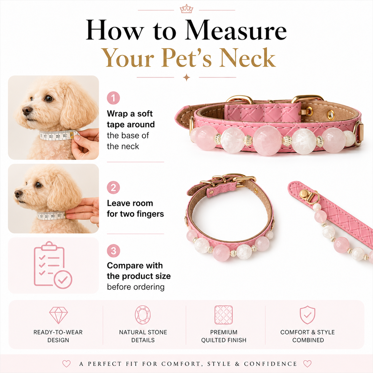 Blush Reverie Gemstone Dog Collar