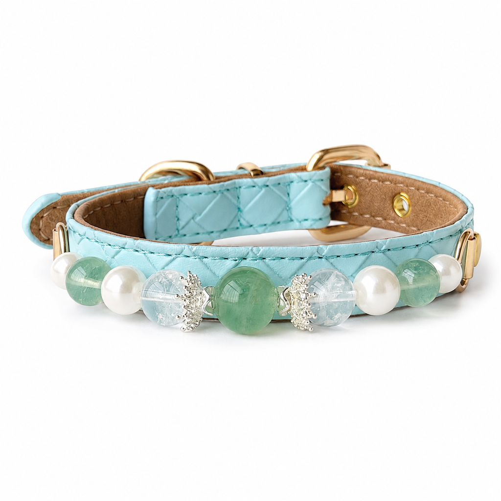 Celadon Reverie Gemstone & Pearl Dog Collar