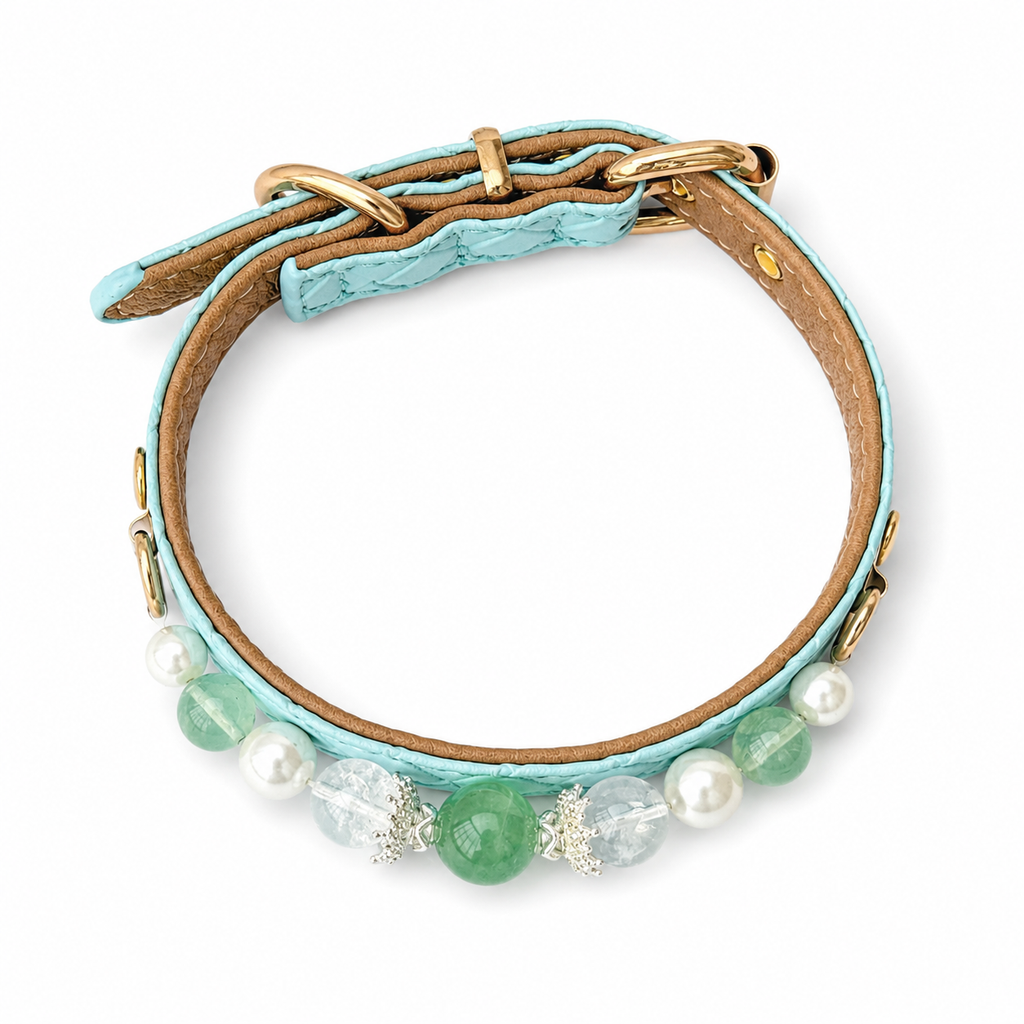 Celadon Reverie Gemstone & Pearl Dog Collar
