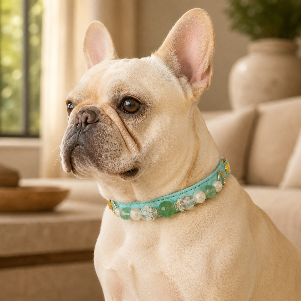 Celadon Reverie Gemstone & Pearl Dog Collar