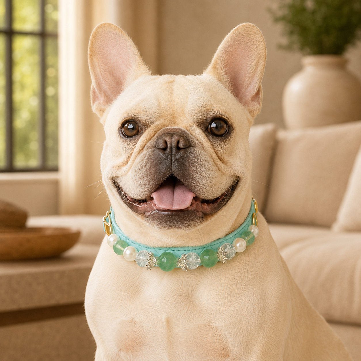 Celadon Reverie Gemstone & Pearl Dog Collar
