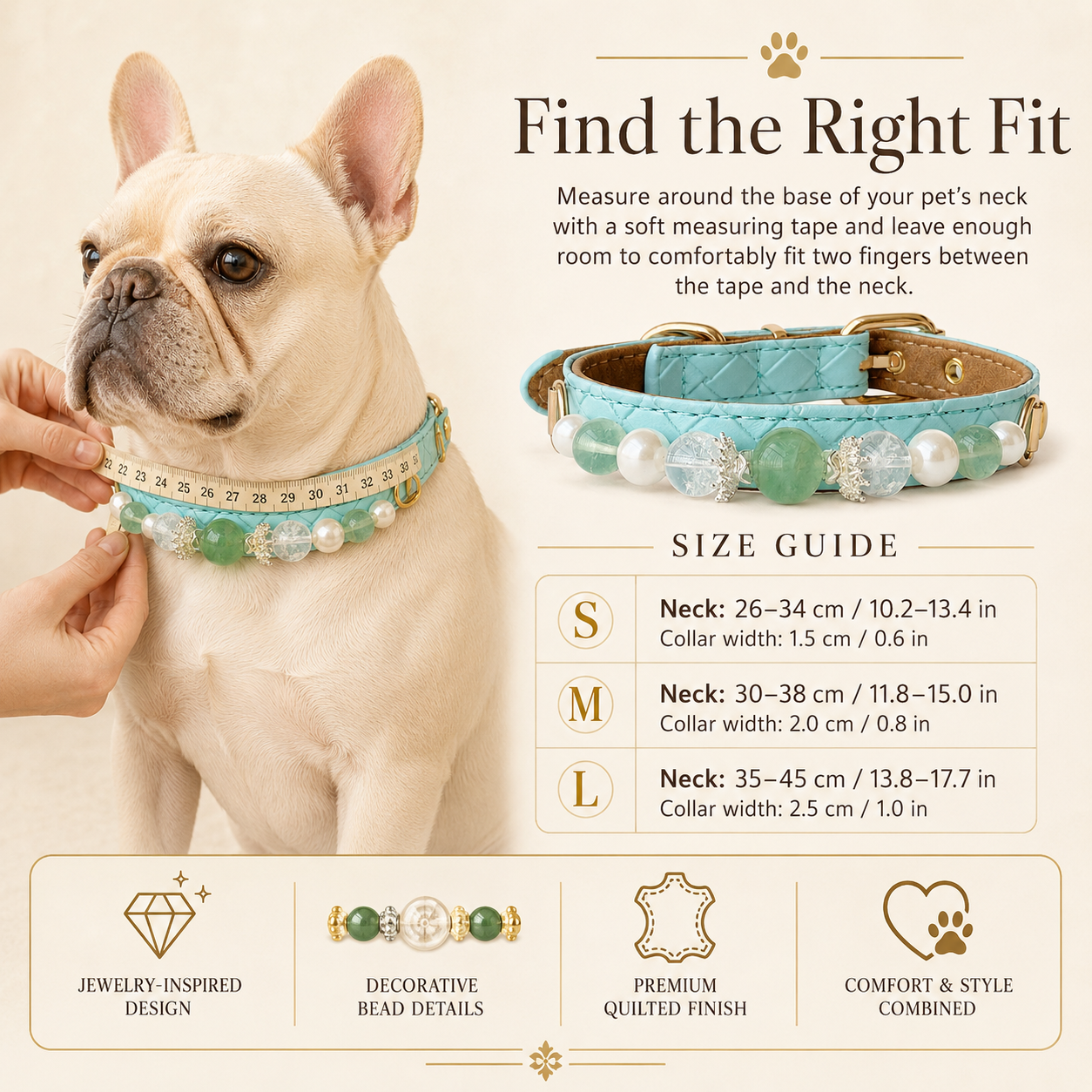 Celadon Reverie Gemstone & Pearl Dog Collar