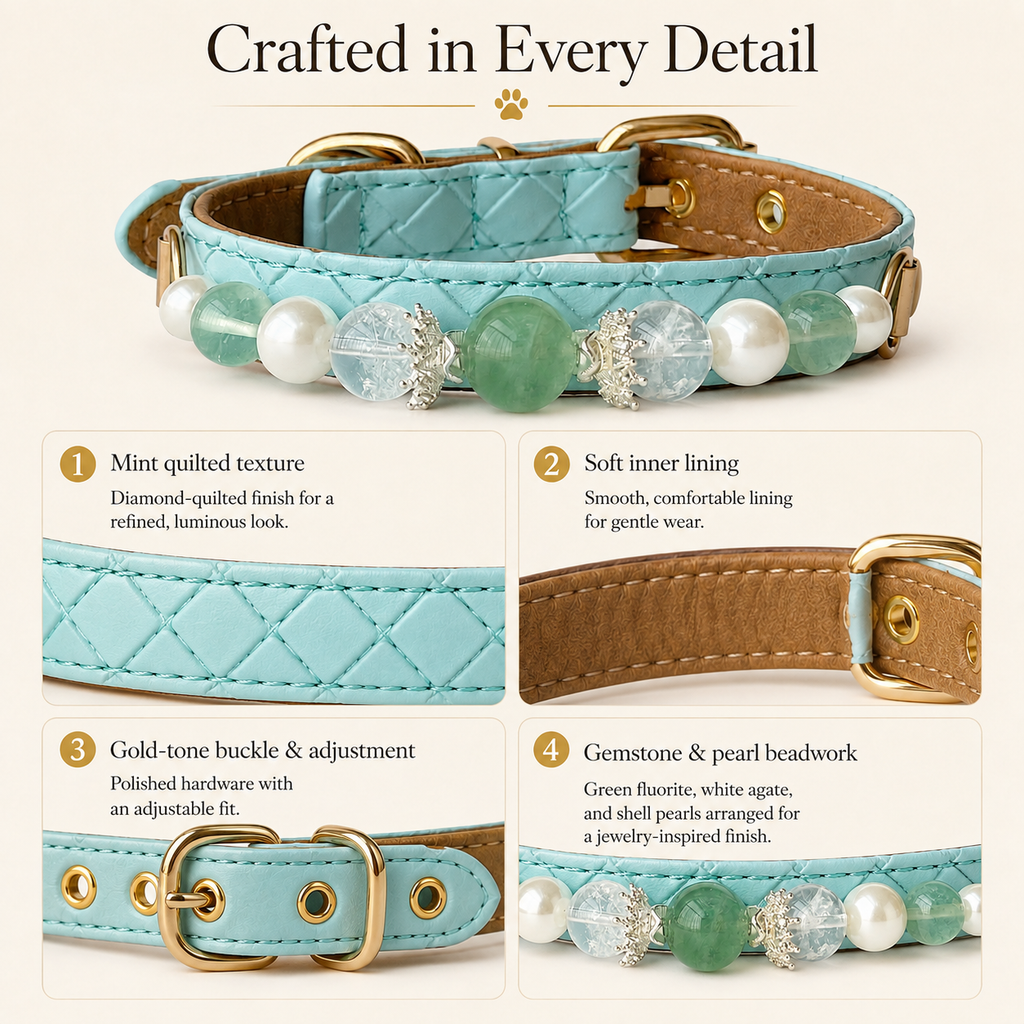 Celadon Reverie Gemstone & Pearl Dog Collar