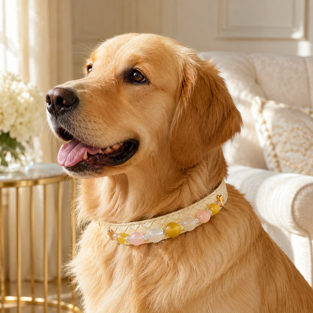 Aurelia Blush Gemstone Dog Collar