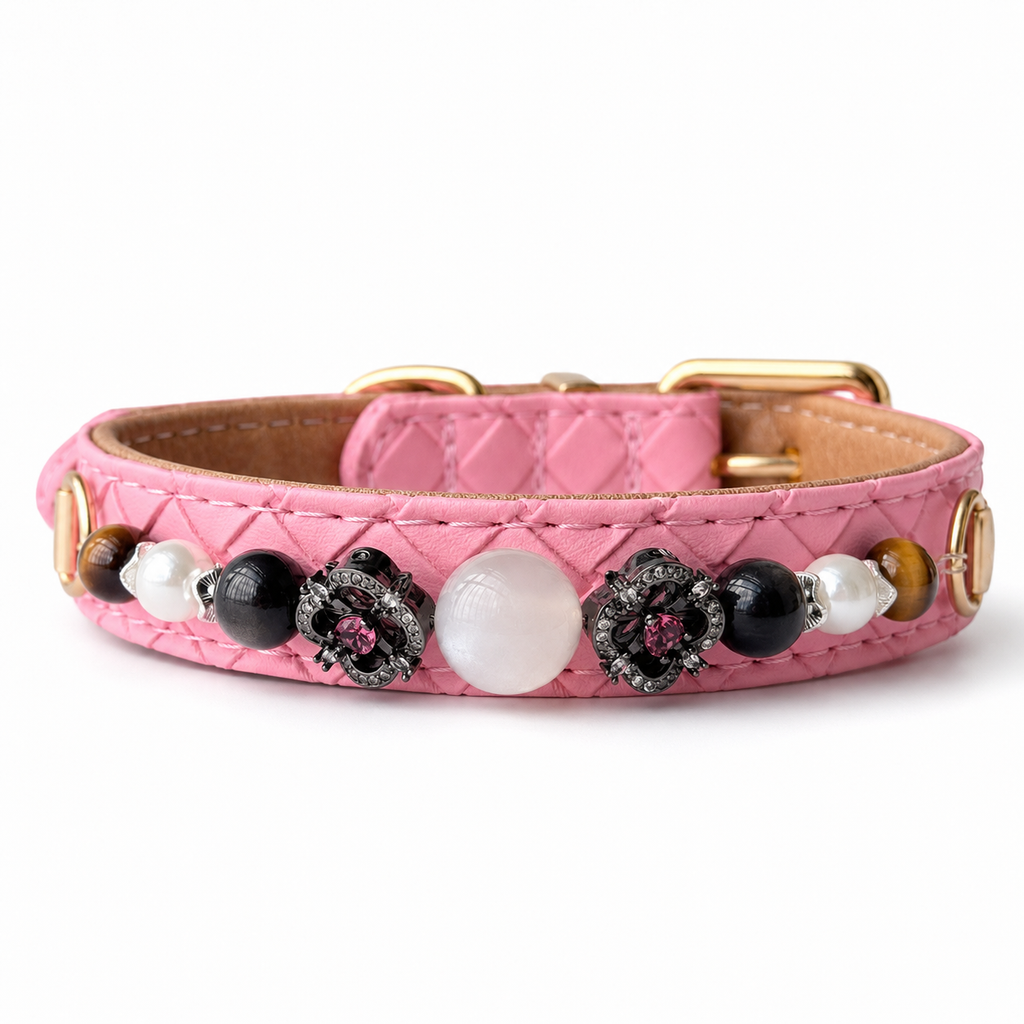 Rosé Noir Gemstone Dog Collar