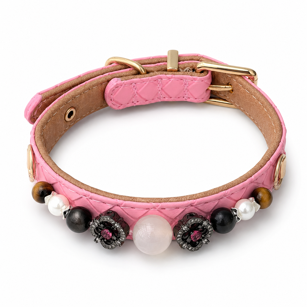 Rosé Noir Gemstone Dog Collar