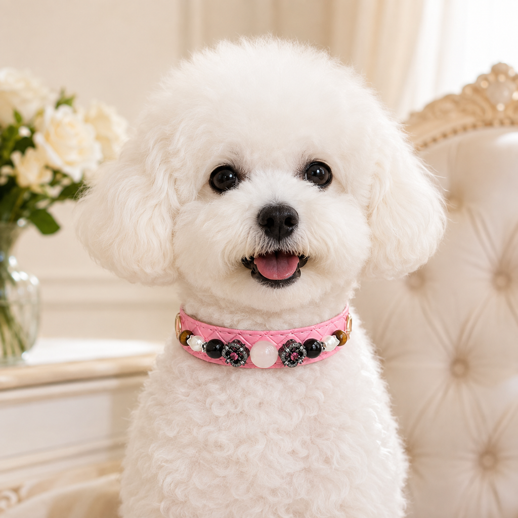 Rosé Noir Gemstone Dog Collar