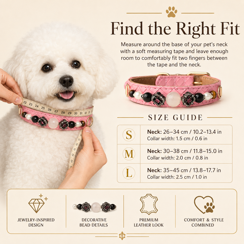 Rosé Noir Gemstone Dog Collar