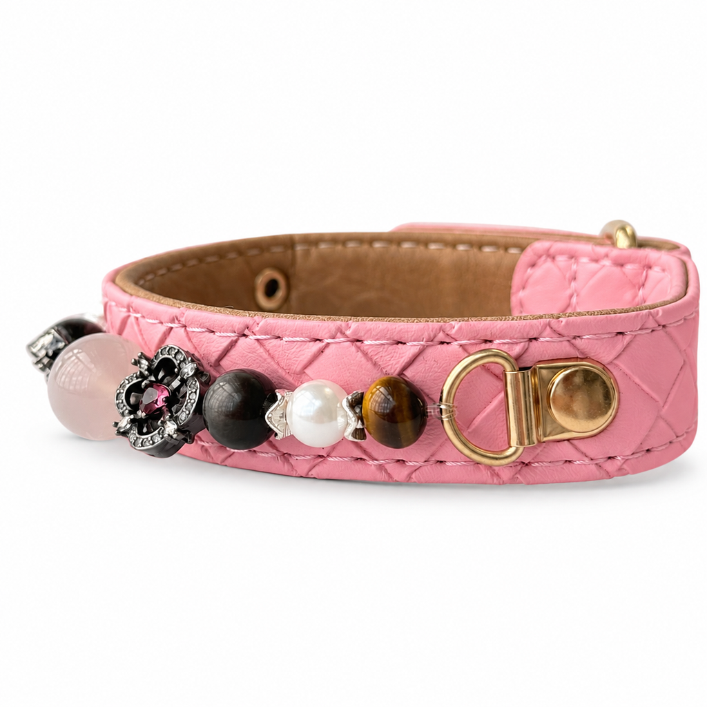 Rosé Noir Gemstone Dog Collar
