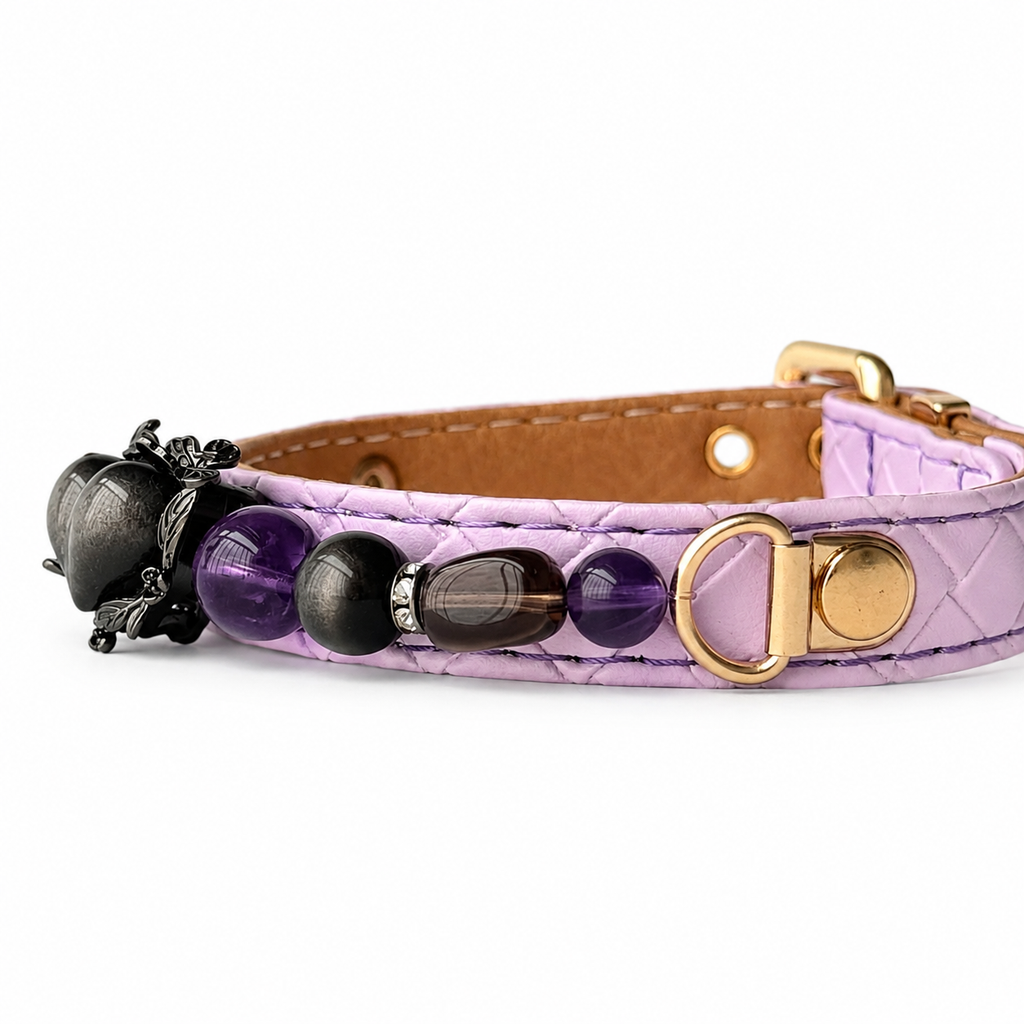 Midnight Violet Obsidian Heart Jewelry Dog Collar