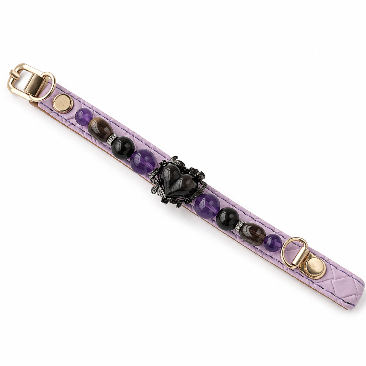 Midnight Violet Obsidian Heart Jewelry Dog Collar