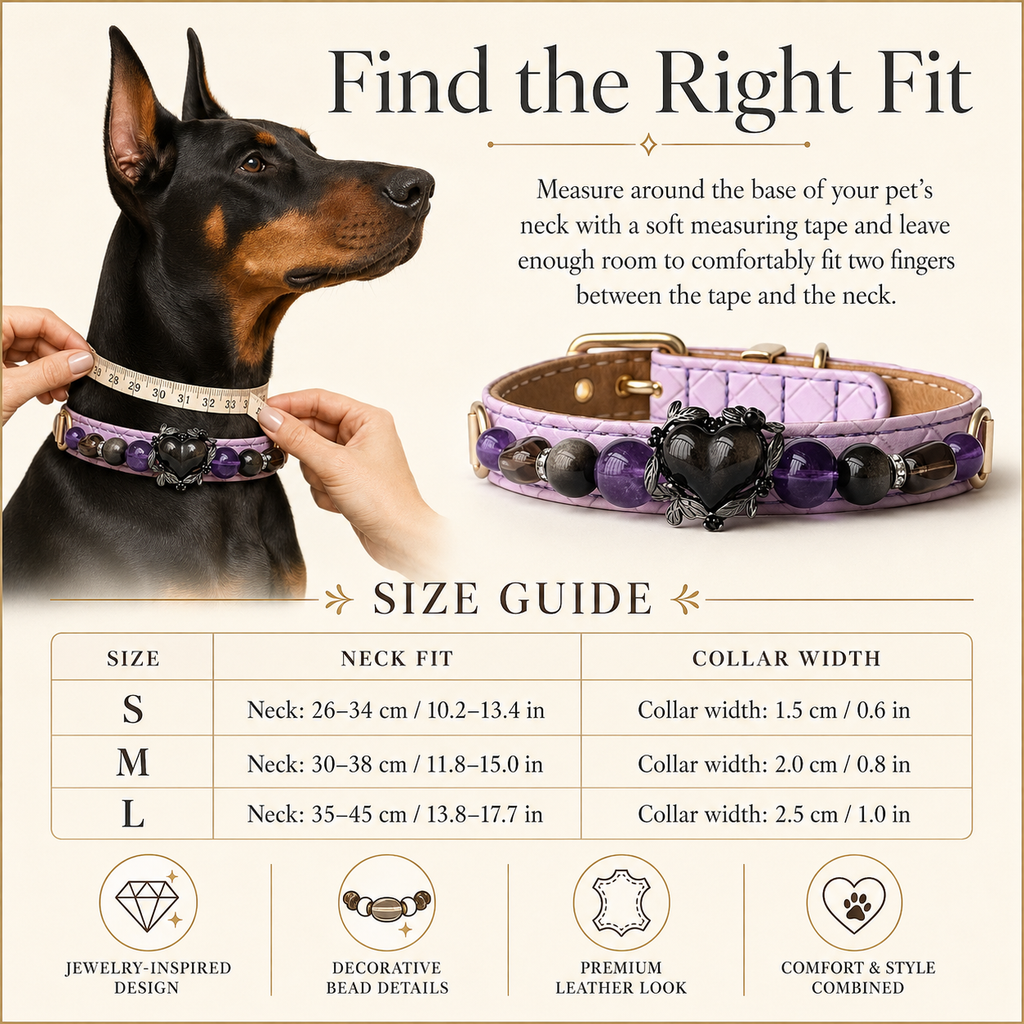 Midnight Violet Obsidian Heart Jewelry Dog Collar