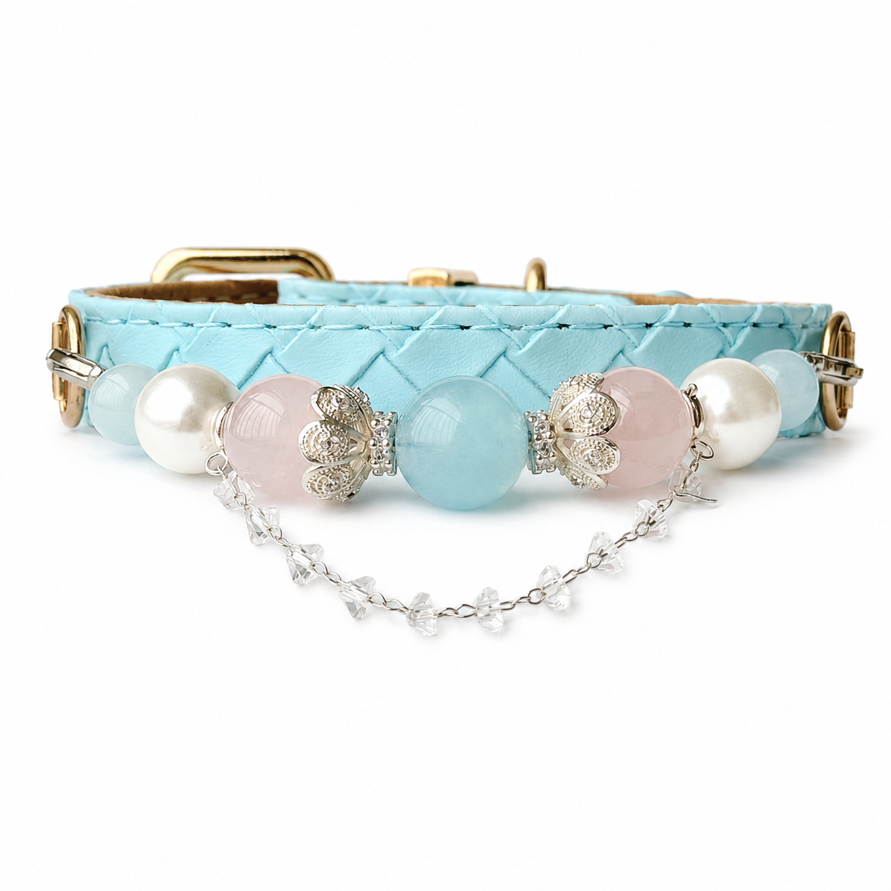 Aqua Reverie Aquamarine Pearl Dog Collar