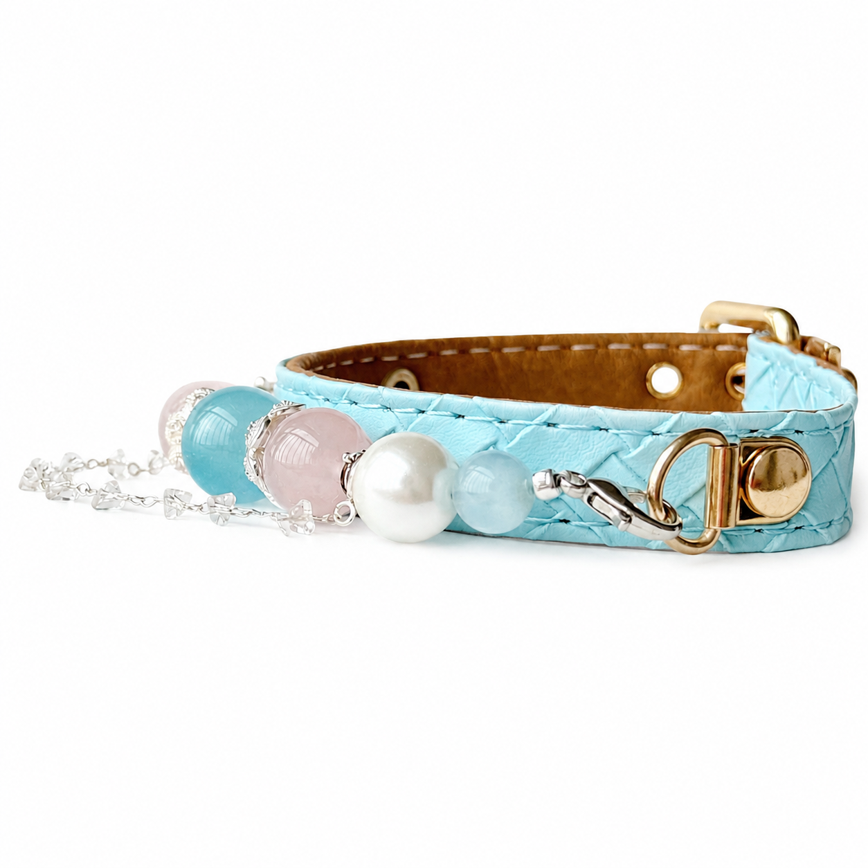 Aqua Reverie Aquamarine Pearl Dog Collar