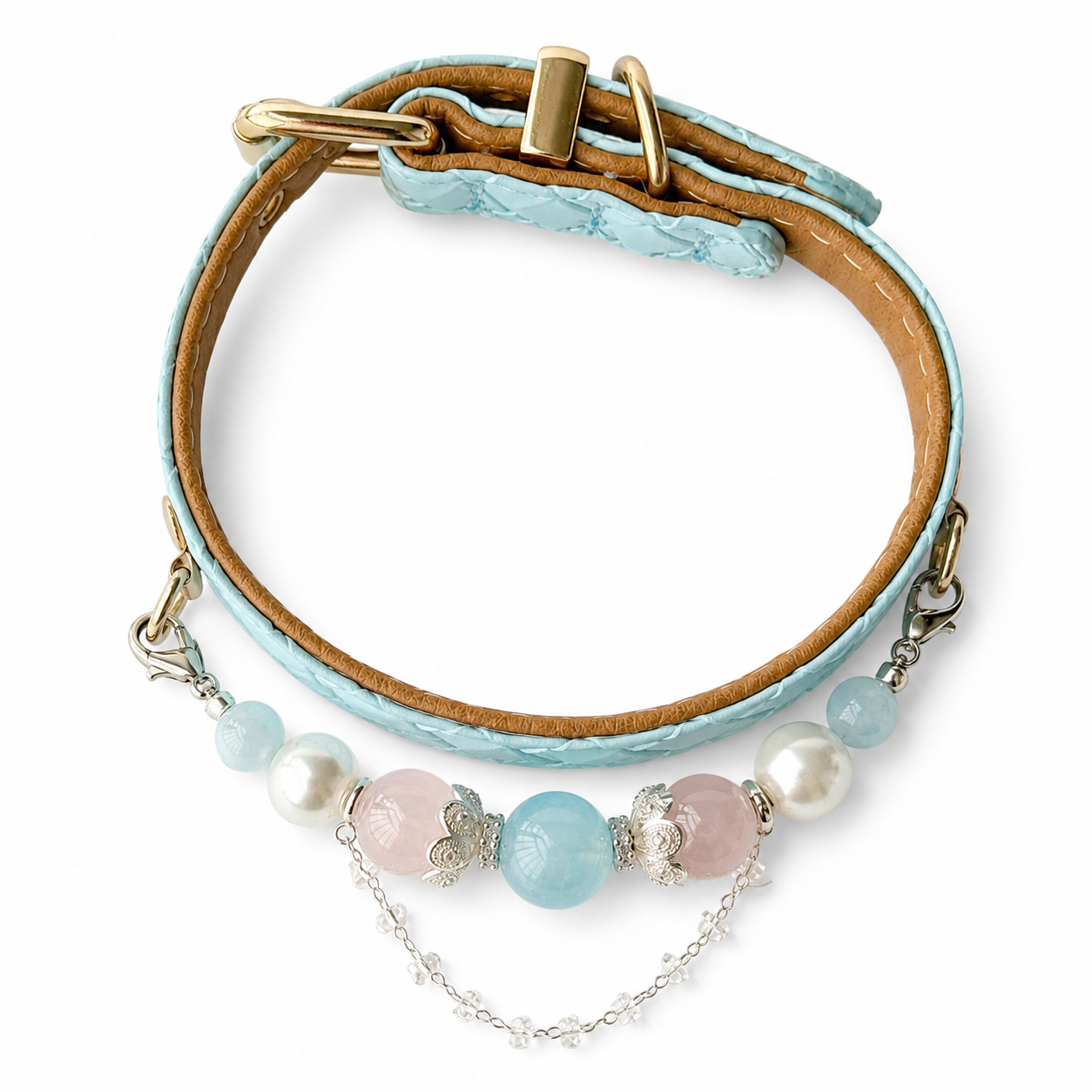 Aqua Reverie Aquamarine Pearl Dog Collar