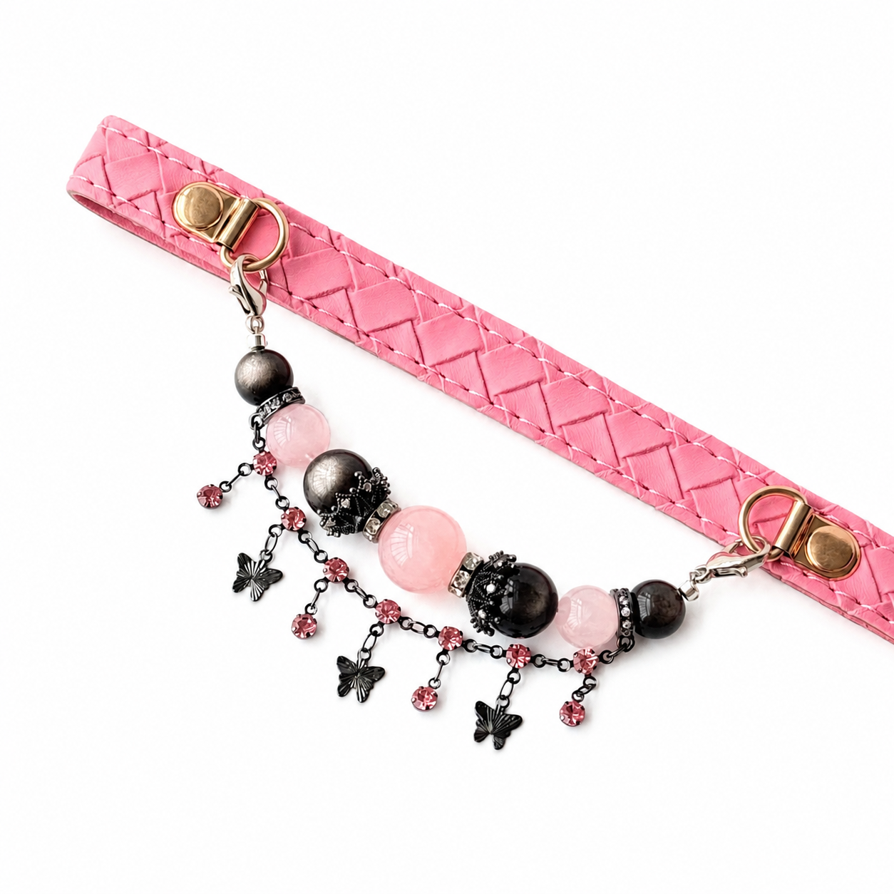 Midnight Butterfly Rose Dog Collar