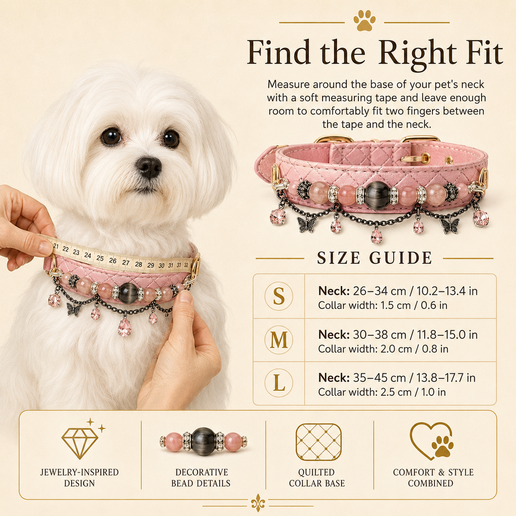 Midnight Butterfly Rose Dog Collar