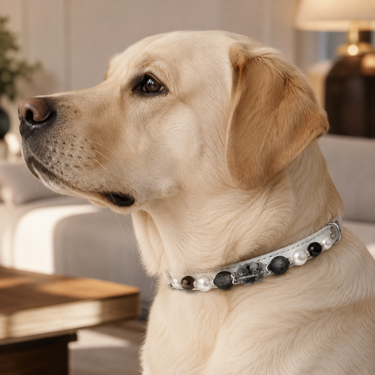 Lunar Veil Black Rutilated Quartz Dog Collar