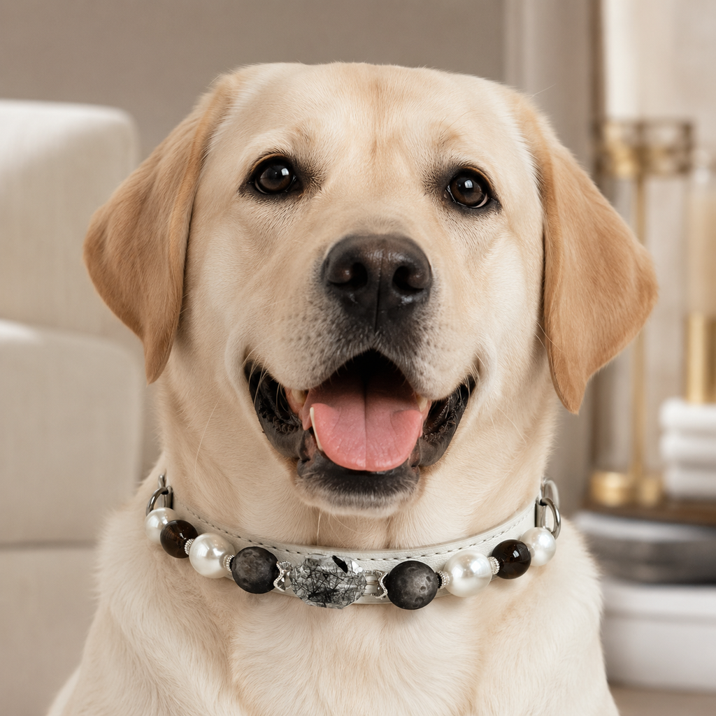 Lunar Veil Black Rutilated Quartz Dog Collar