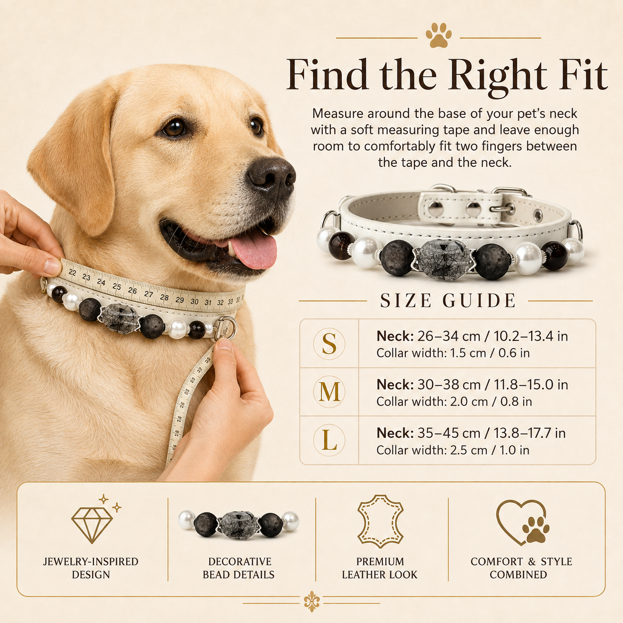 Lunar Veil Black Rutilated Quartz Dog Collar