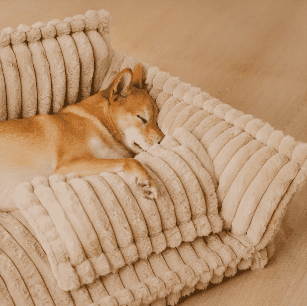 Ribbed Plush Pet Sofa Bed
