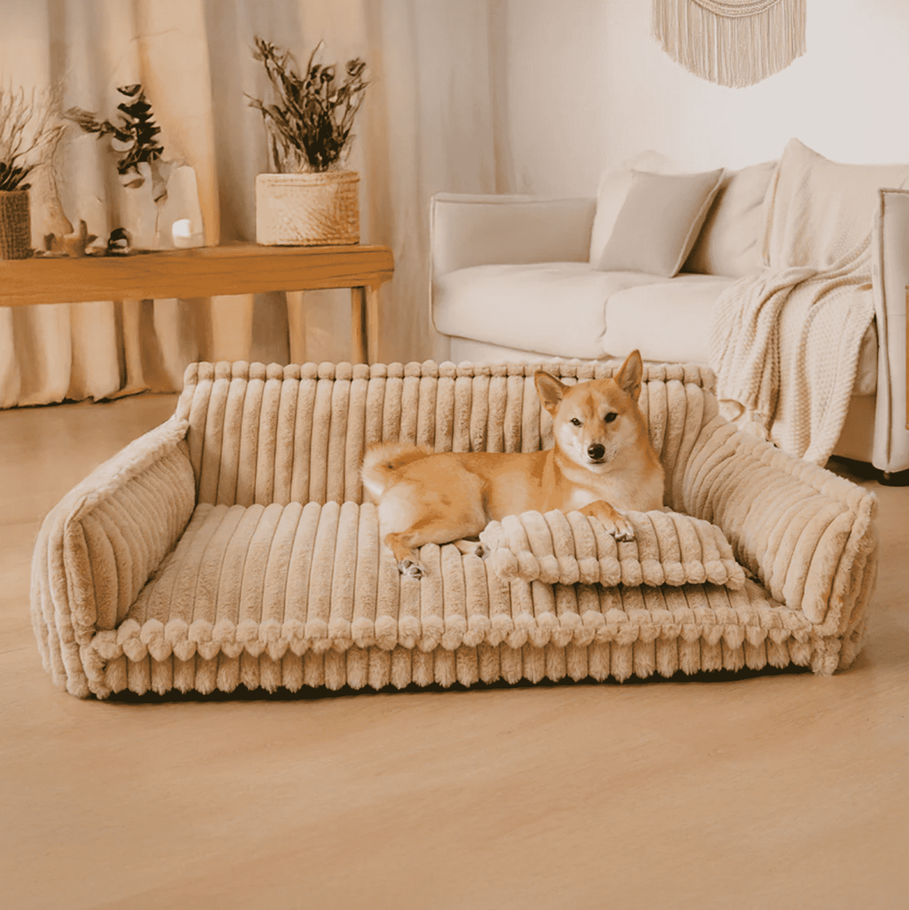 Ribbed Plush Pet Sofa Bed