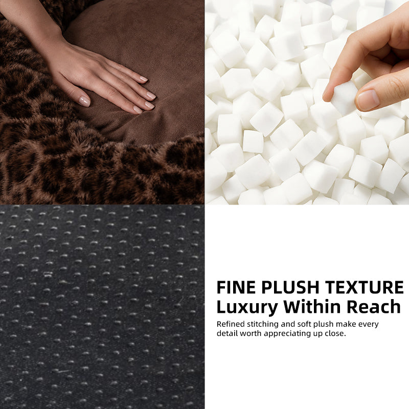 Leopard Plush Donut Pet Bed