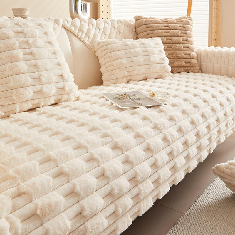 Textured Plush Sofa Cover