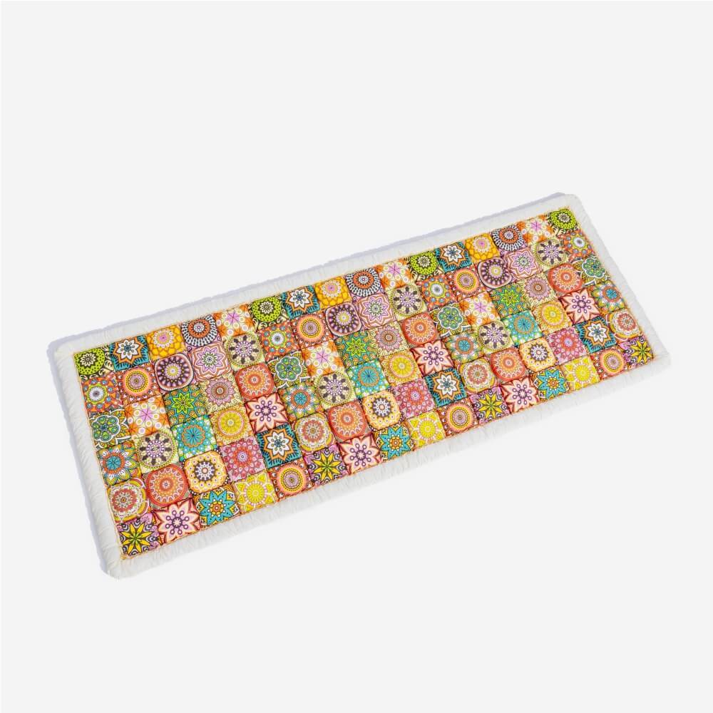 Multicolor Mandala quilted pet sofa mat on a white background