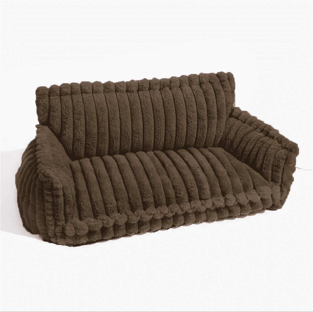Ribbed Plush Pet Sofa Bed — Dark Grey, supplier product image