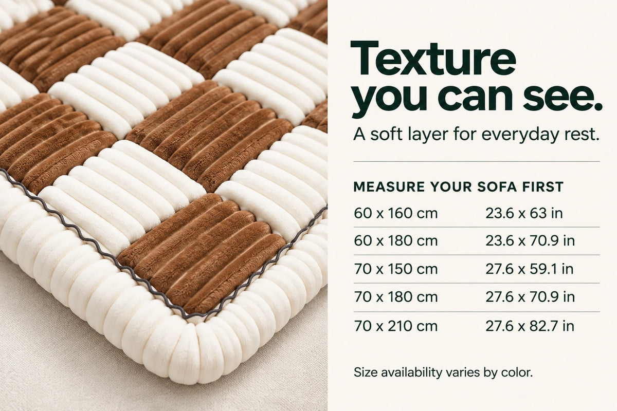 Checkerboard mat texture and five size measurements