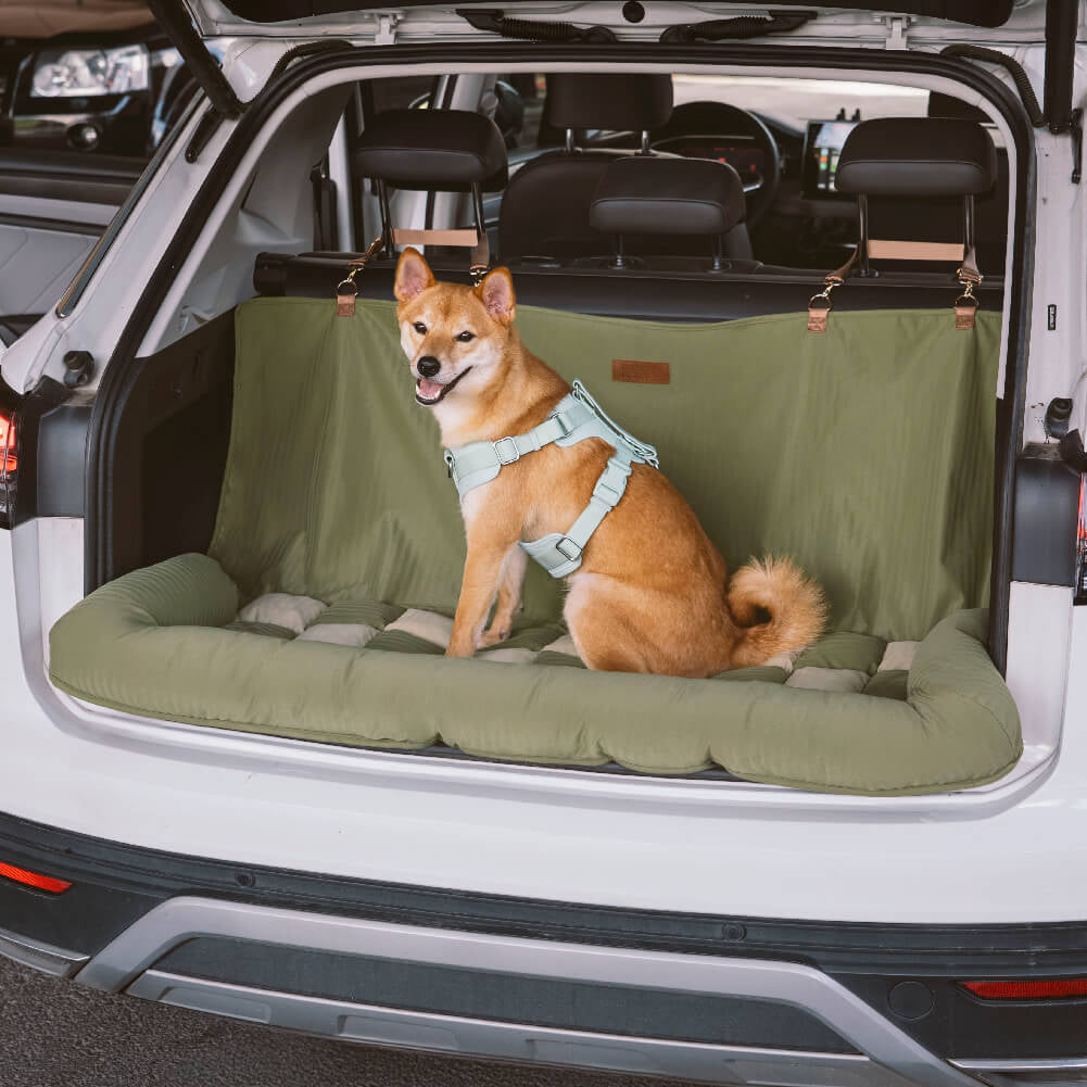 Checkerboard Cushioned Rear Seat Mat — product and lifestyle photography