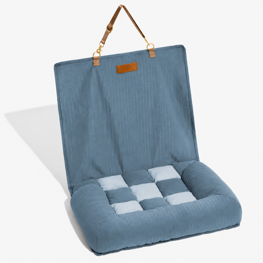 Blue single pet car seat mat - cleaned user supplied image