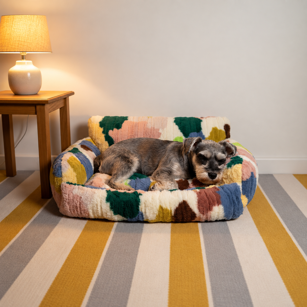 Colorblock Plush Pet Nest - square product lifestyle image 1