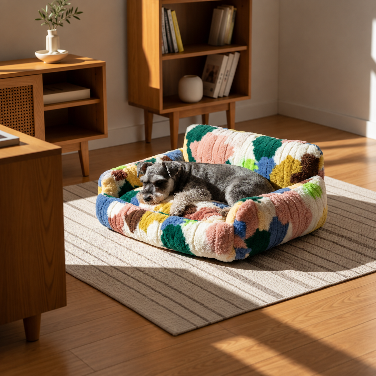 Colorblock Plush Pet Nest - square product lifestyle image 10
