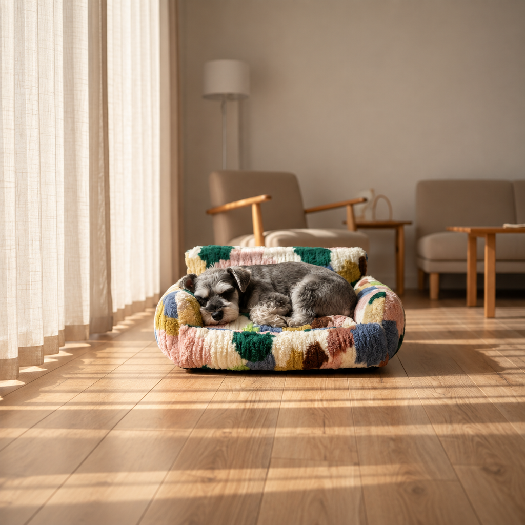 Colorblock Plush Pet Nest - square product lifestyle image 2