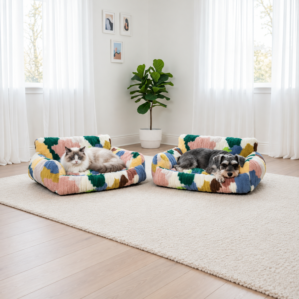 Colorblock Plush Pet Nest - square product lifestyle image 4