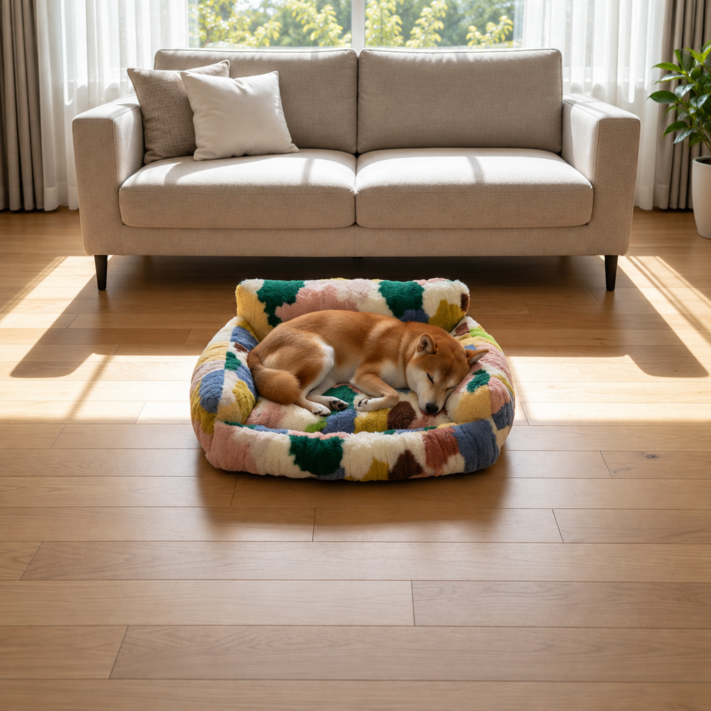Colorblock Plush Pet Nest - square product lifestyle image 5