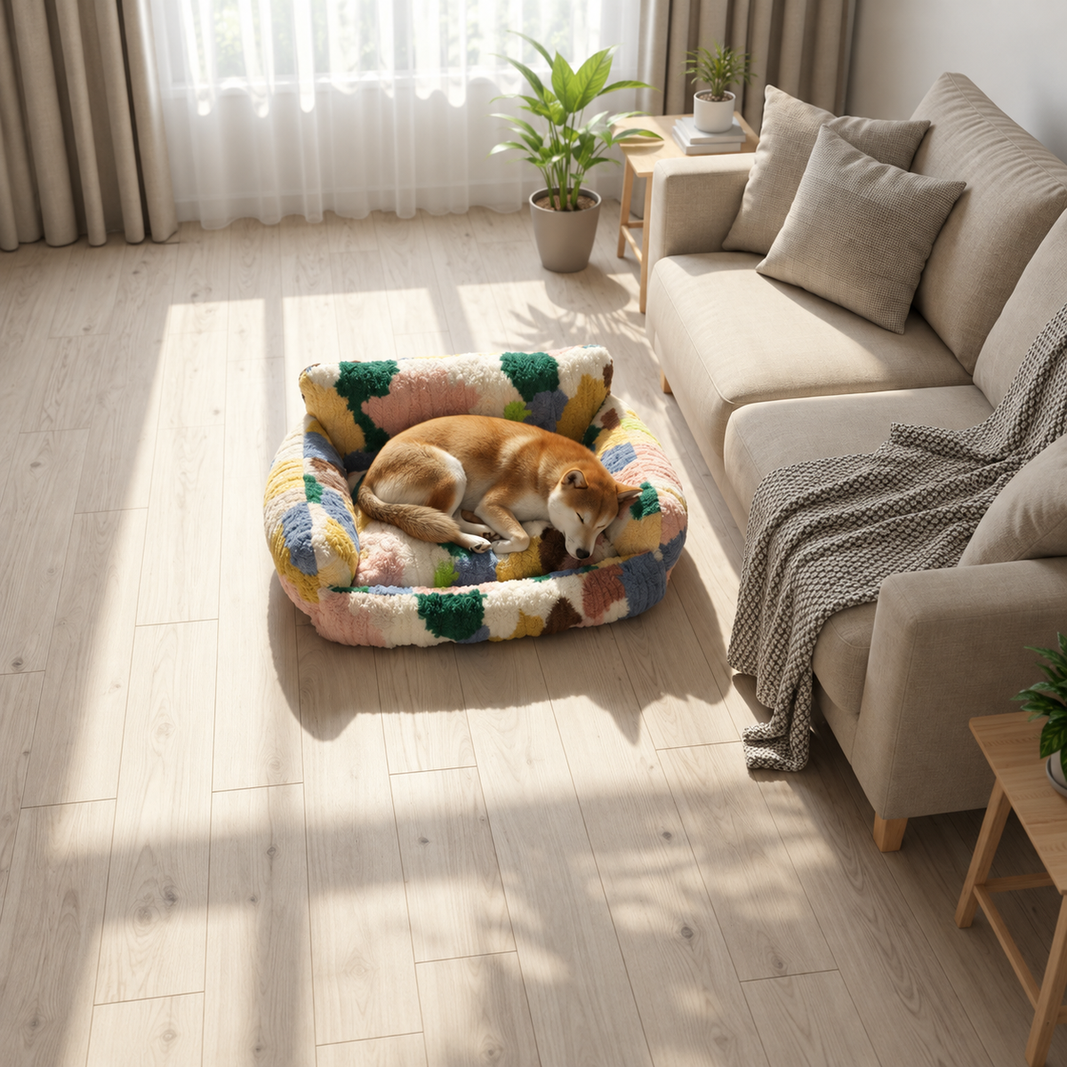Colorblock Plush Pet Nest - square product lifestyle image 6
