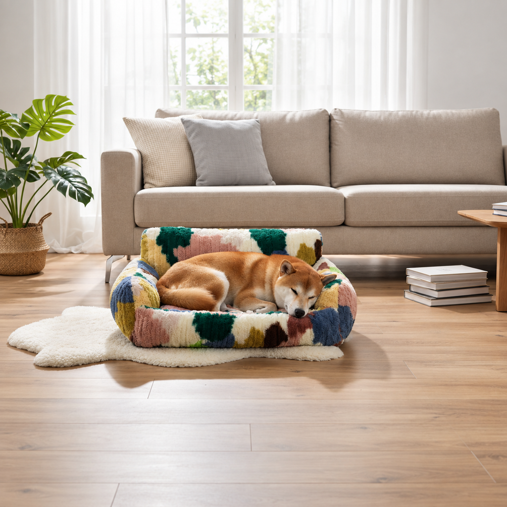 Colorblock Plush Pet Nest - square product lifestyle image 8