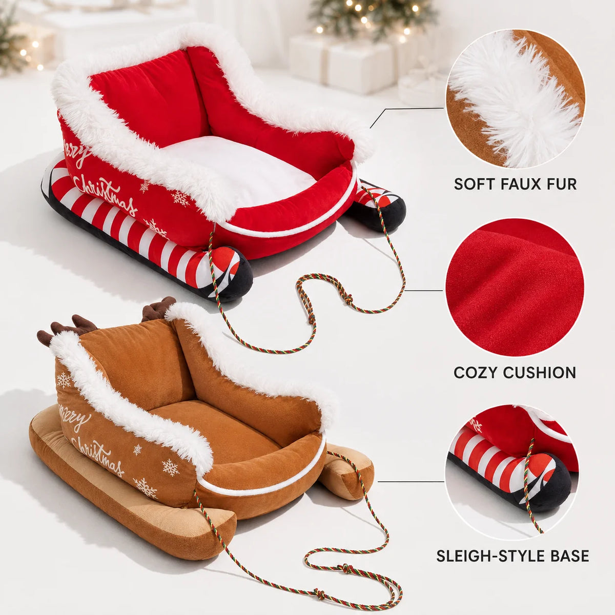 Holiday Sleigh Pet Bed