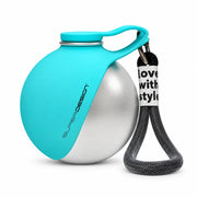 Sky Blue Solid travel bottle and folding bowl on white