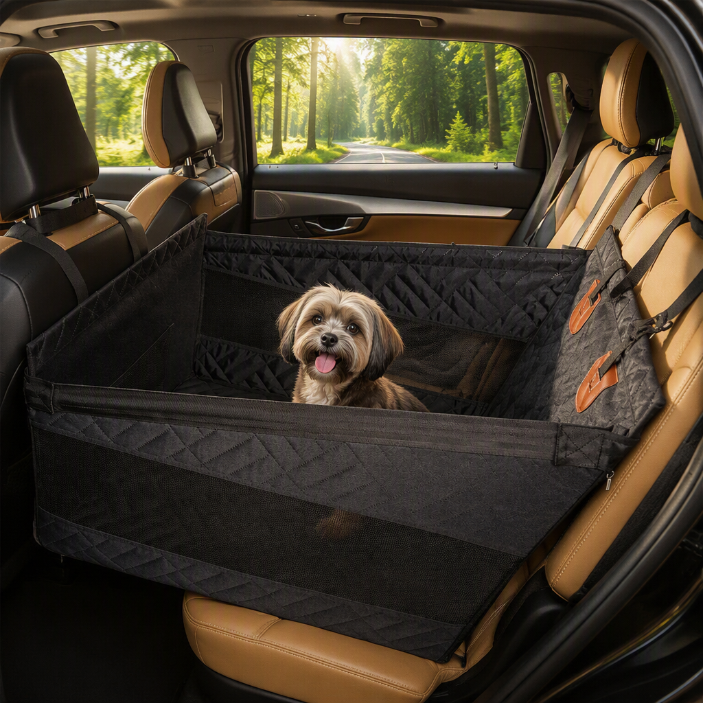 Structured Oxford Rear Seat Pet Basket — product and lifestyle photography