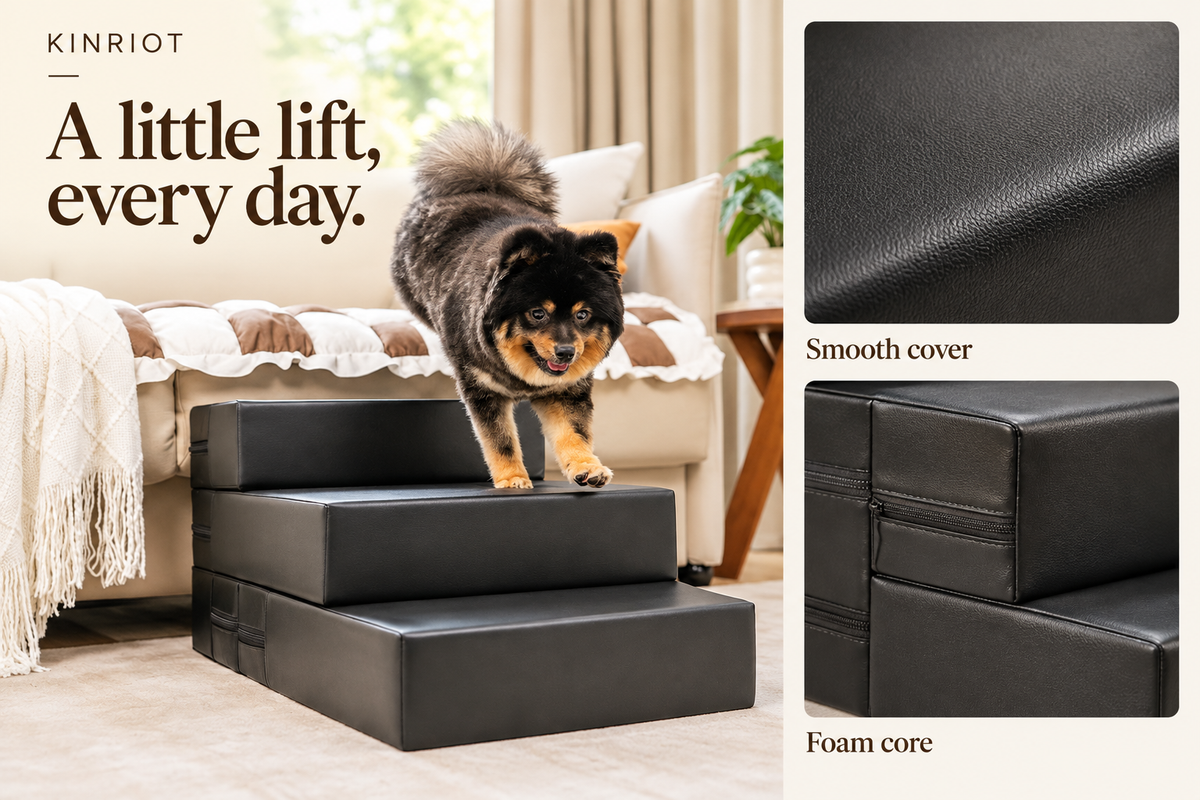 Modular Faux Leather Pet Stairs �� materials and product details