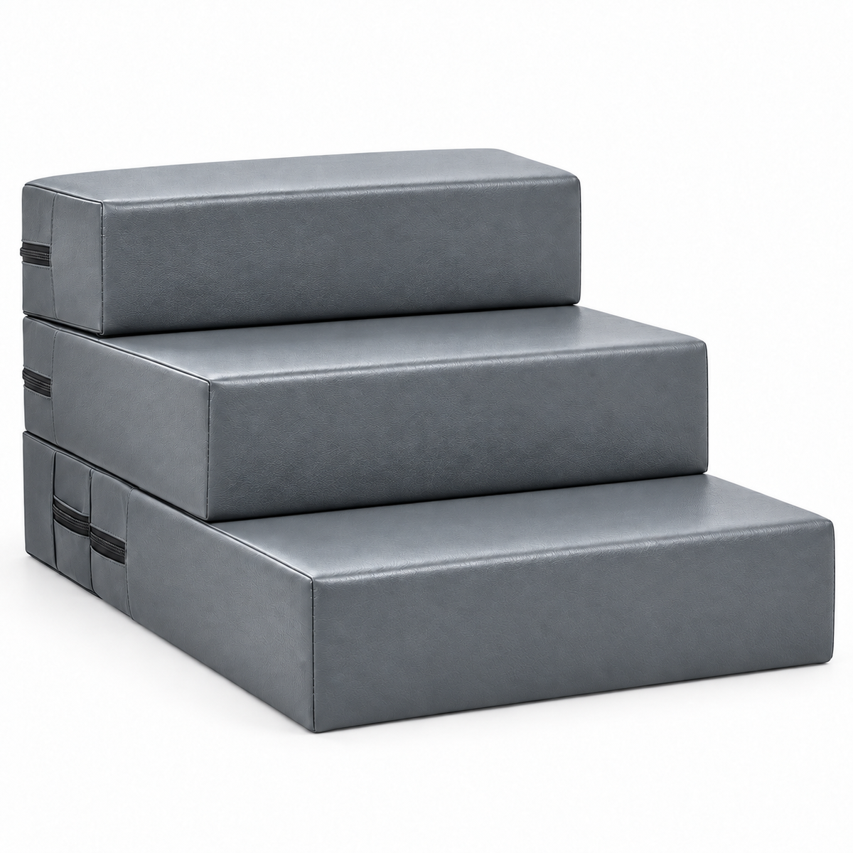 Modular Faux Leather Pet Stairs – Gray-3-Step
