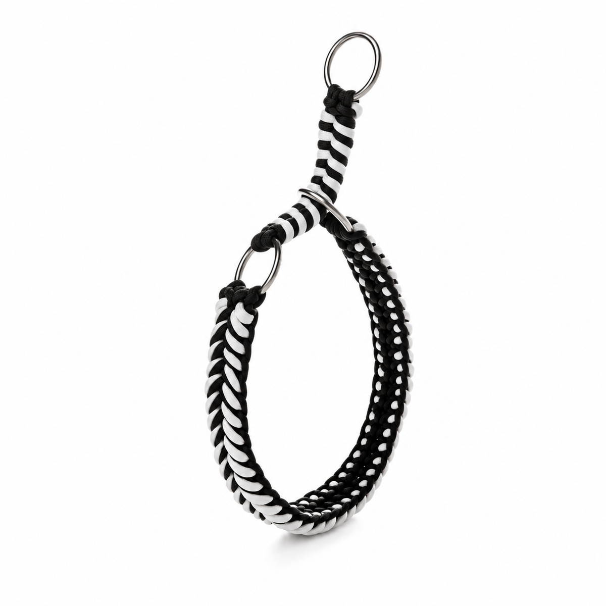 Braided Rope Slip Collar - black white