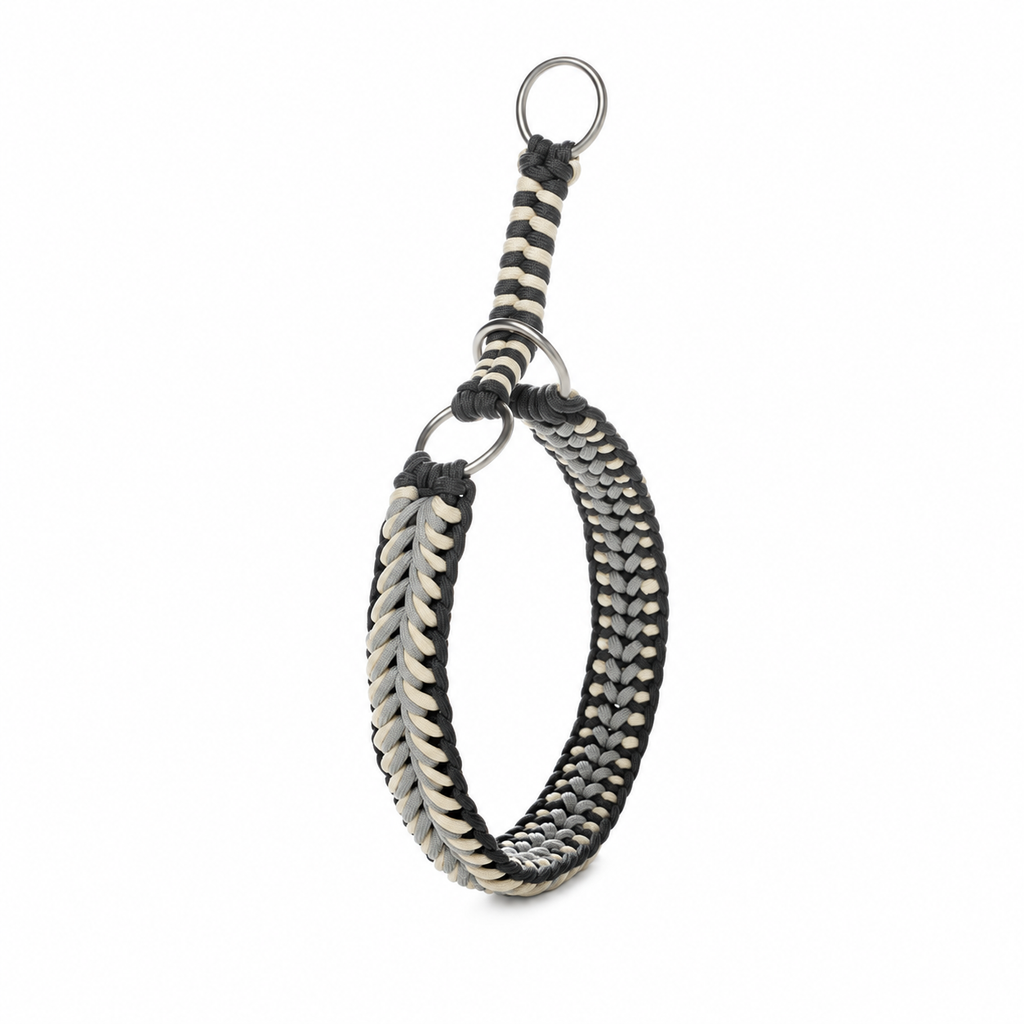 Braided Rope Slip Collar - gray cream